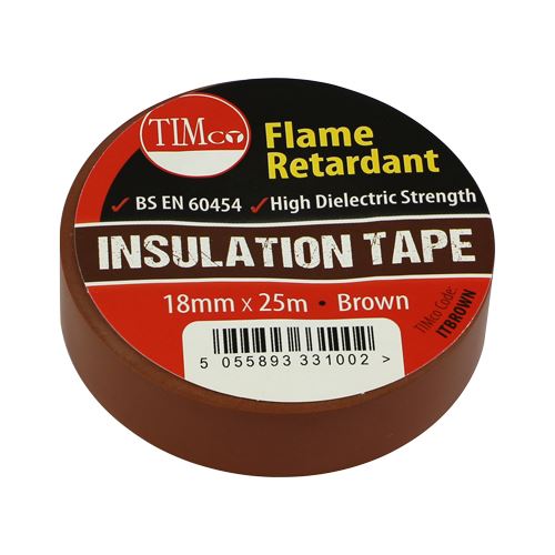 Timco Brown PVC Insulation Tape - 25m x 18mm (10 Pack)