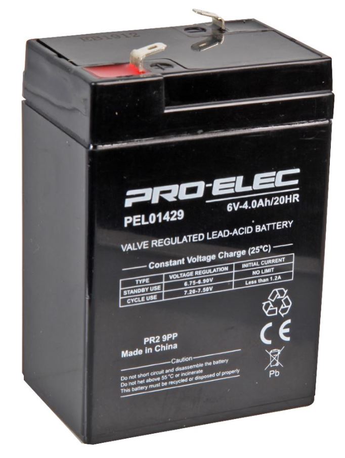 PRO ELEC 4Ah 6V AGM鉛蓄電池