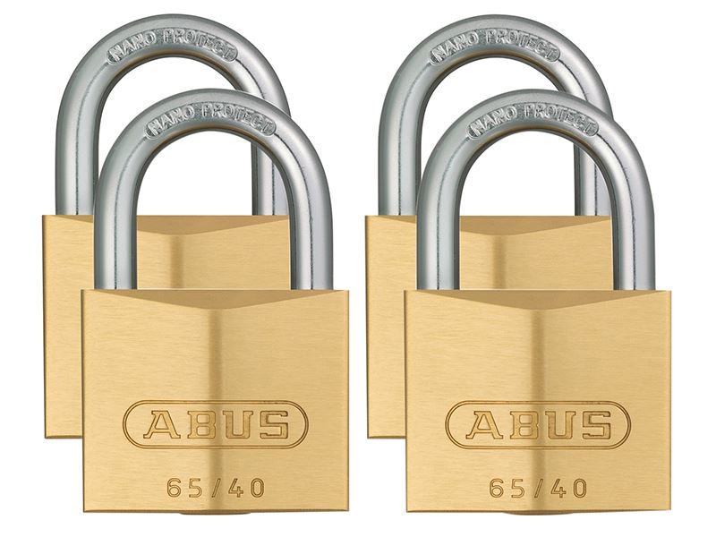 ABUS 65 Series Brass Padlock Quad Pack, 40mm