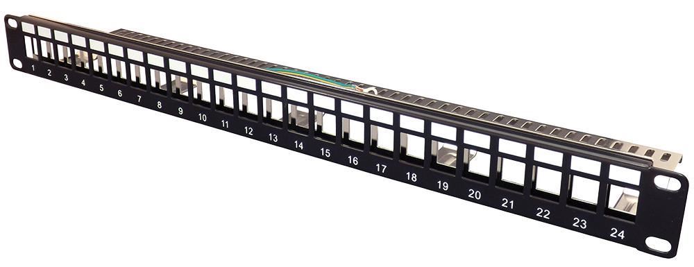 TUK Panel Keystone sin poblar de 24 puertos para rack de 19”