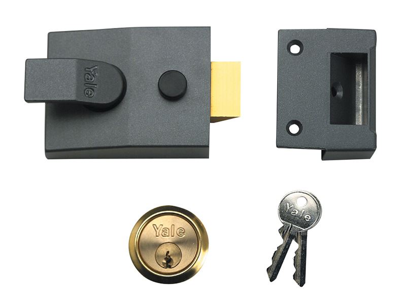 Yale 88 Standard Nightlatch, 60mm Backset, Satin Chrome Cylinder