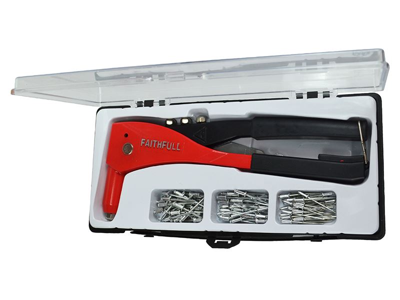 Faithfull Heavy-Duty Riveter Kit with 100 Rivets