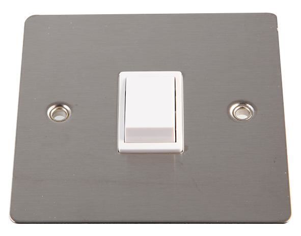 Volex Interruptor de Luz 1 Módulo 2 Vias, Aço Inoxidável Escovado e Branco