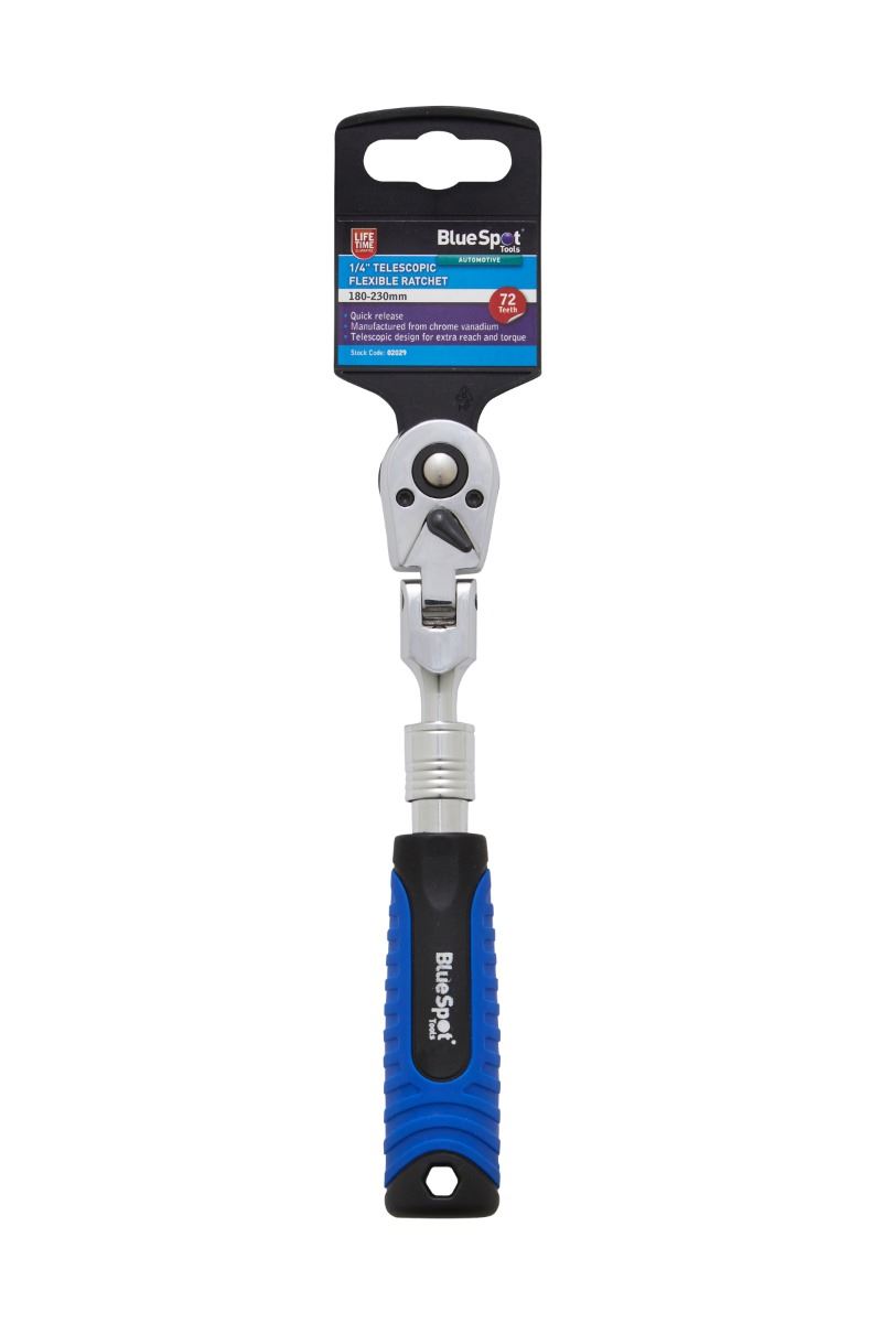 Blue Spot Tools 1/4 吋伸縮柔性棘輪扳手 (180-230毫米) (72齒)