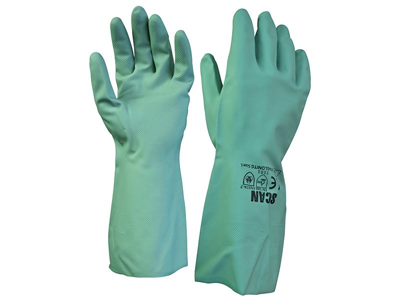 Scan Nitrile Gauntlets with Flock Lining, Size 9, Large