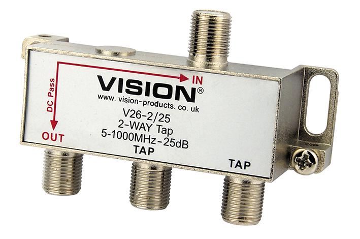 VISION - Bealach 2-Way 25dB MATV Tap, Tógáil Die-Cast, Plug RA