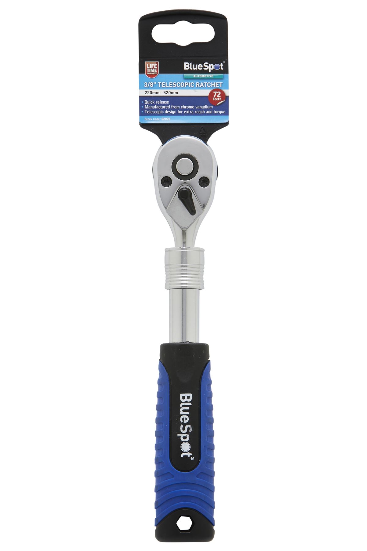 Blue Spot Llave de Trinquete Telescópica 3/8”, Acero Vanadio, 220-320mm
