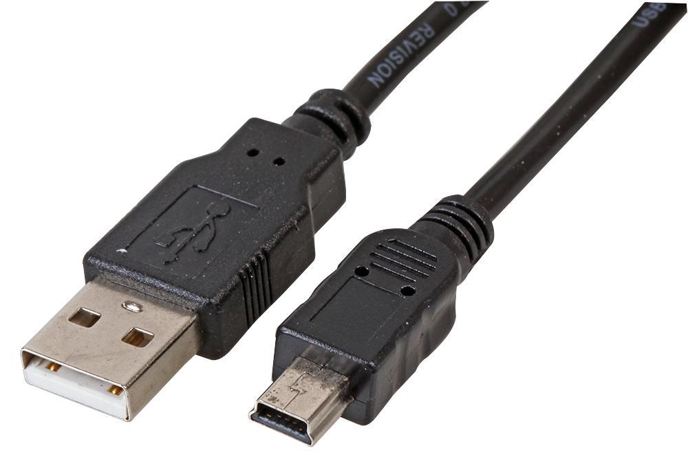 PRO SIGNAL USB 2.0 A to Mini B Cable, 0.2m, Black