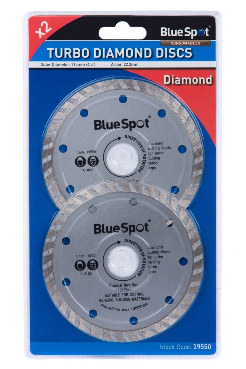 Blue Spot Tools Dischi Diamantati Turbo 115mm - 2 Pezzi