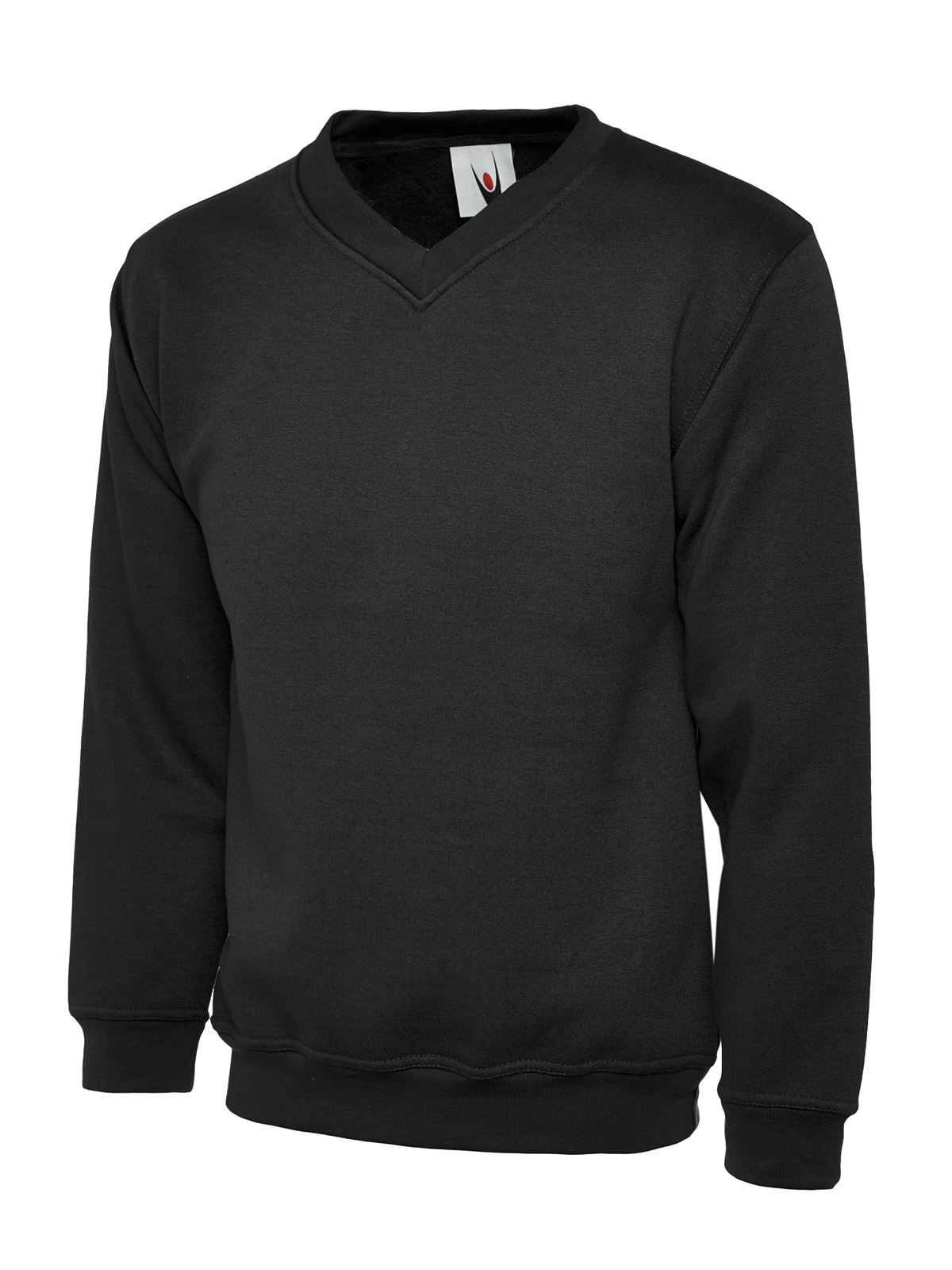 Uneek Kids' V-Neck Sweatshirt - Black, Size 7/8 Years