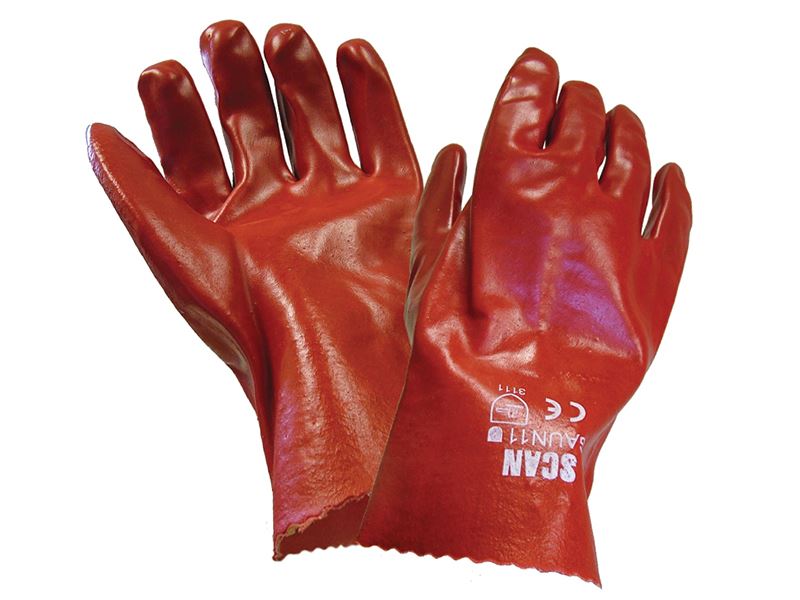 Scan Luvas de PVC - Vermelhas, Grande (Tamanho 9), 27cm (11in)