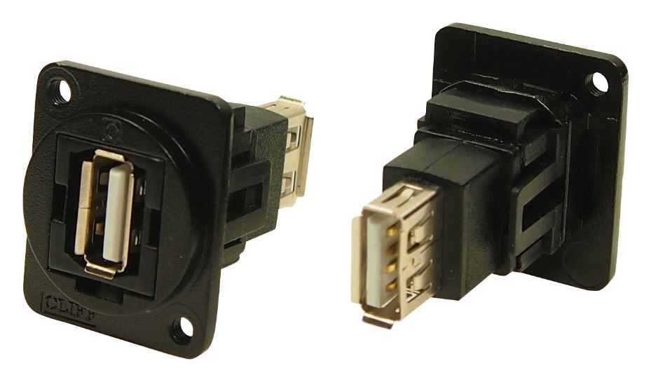 CLIFF USB 2.0 A naar A Paneelconnector, Zwart Metaal