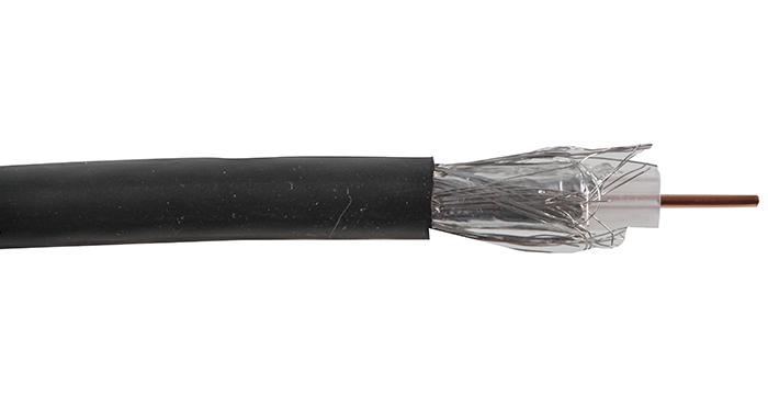 PRO POWER RG6U Satellitenkabel Semi-Air, Aluminiumgeflecht, schwarze PVC-Ummant