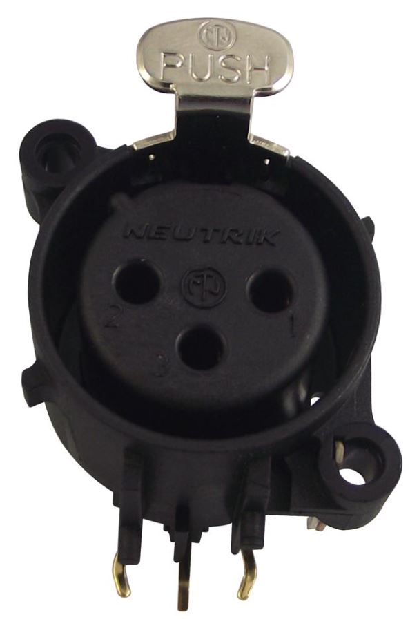 NEUTRIK 3-Pole XLR Socket, Gold-Plated, PCB Mount, Black