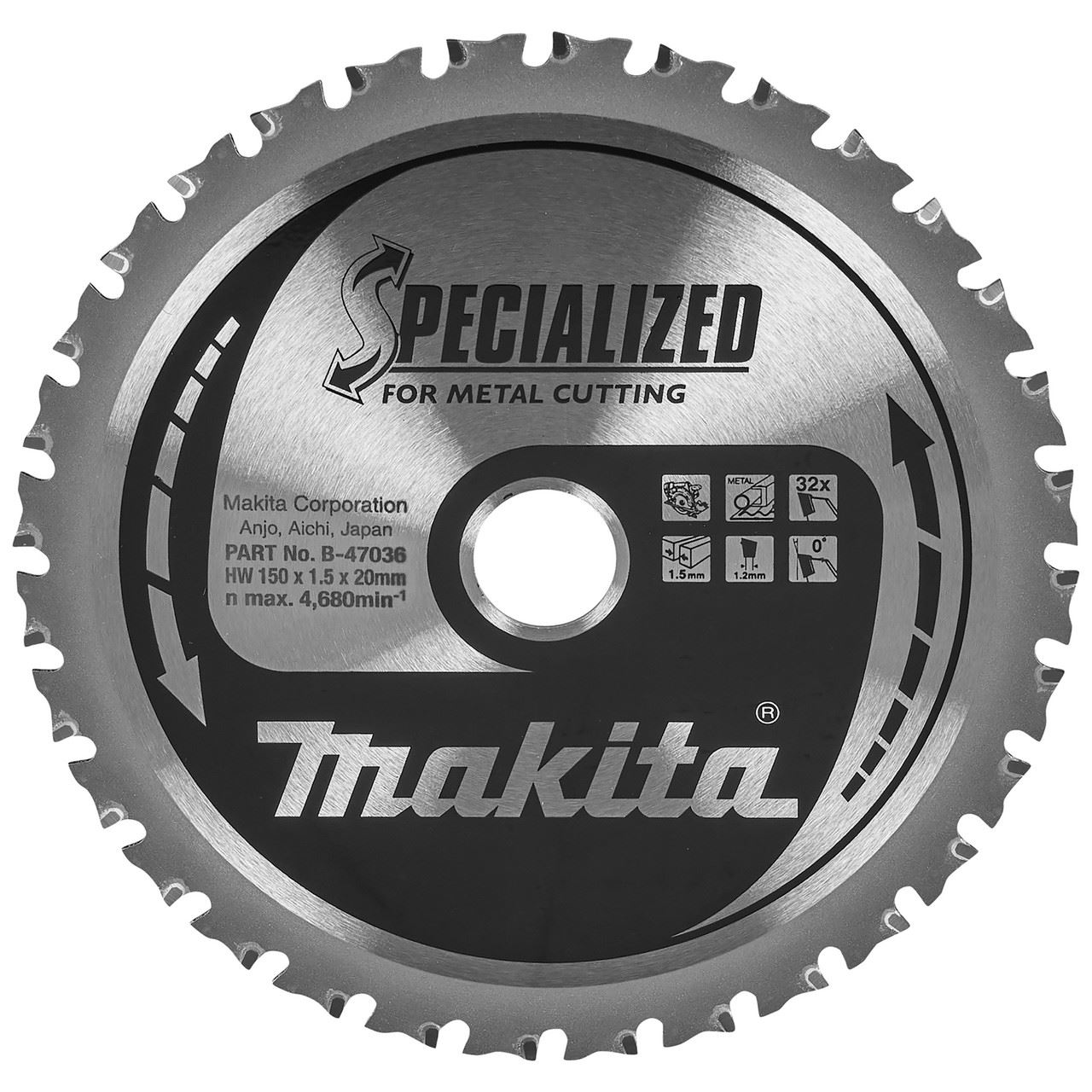 Makita B-47036 Δισκόπριονα για Μεταλλικά, 150mm x 20mm, 32 Δόντια