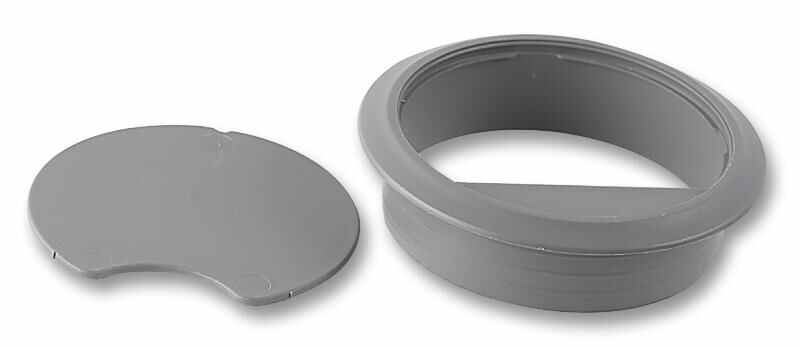 Pro Power ラウンドデスクグロメット – 80mm グレー ポリプロピレン ケーブル整理