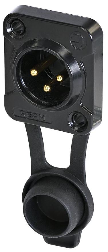 REAN - 3-Polige Front-Panel-XLR-Buchse, D-Form, IP65, Schwarz, vergoldete Kont