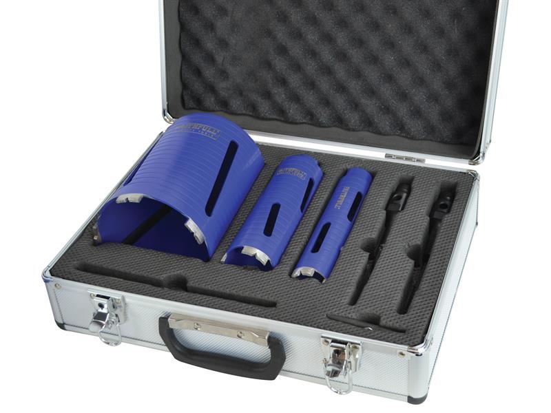 Faithfull Diamond Core Drill Kit & Case, 7-Piece Set, UK Sizes