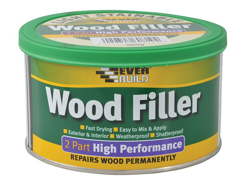 Everbuild Sika 2-Part Wood Filler, Light & Stainable, 500g