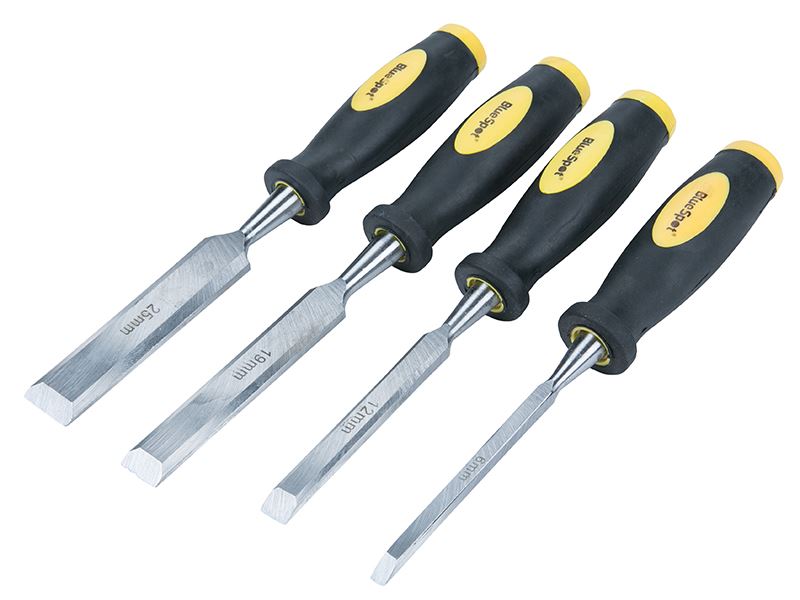 BlueSpot 4-Piece Wood Chisel Set with Double Colour Handles