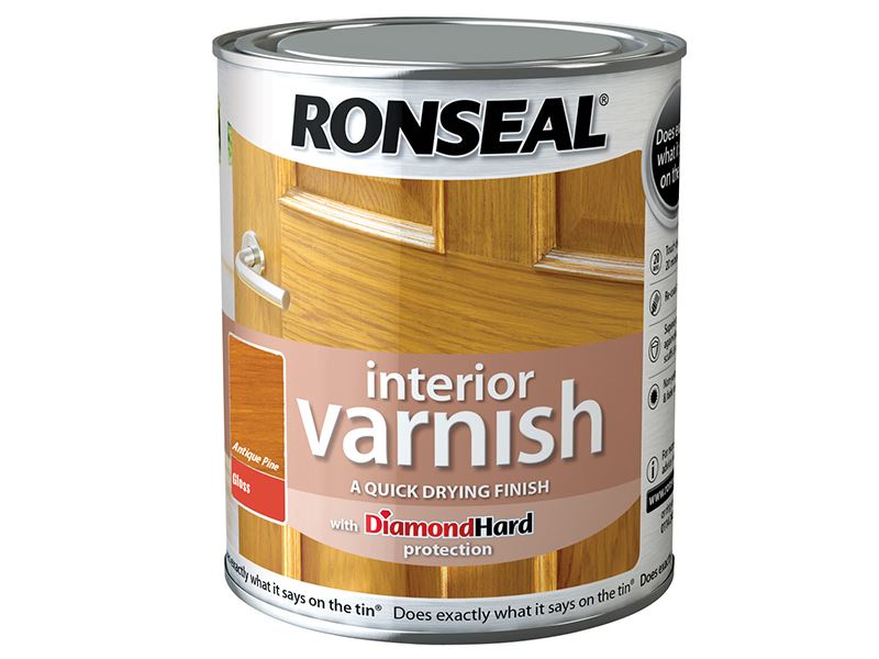 Ronseal Barniz Interior Secado Rápido Brillante Pino Antiguo 750ml