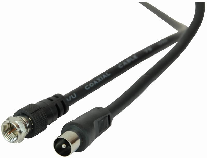Pro Signal Cavo con Connettore F a Coassiale, RG59, 1m Nero