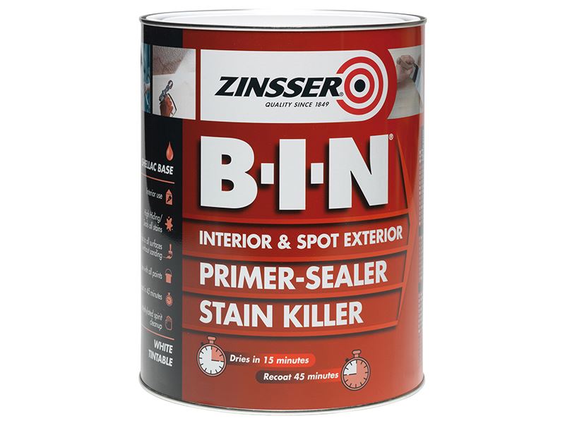 Zinsser B.I.N® Shellac Primer, Sealer & Stain Killer, White, 1L