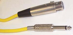 SOUNDLAB 3-pins XLR naar 6,35mm Mono Jack Kabel, Geel 6m
