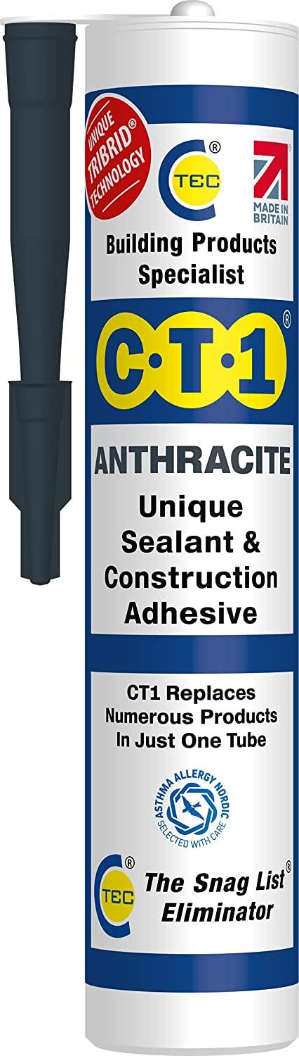 CT1 Anthracite Building Sealant & Adhesive with TRIBRID Tech (1 Snag Tube)