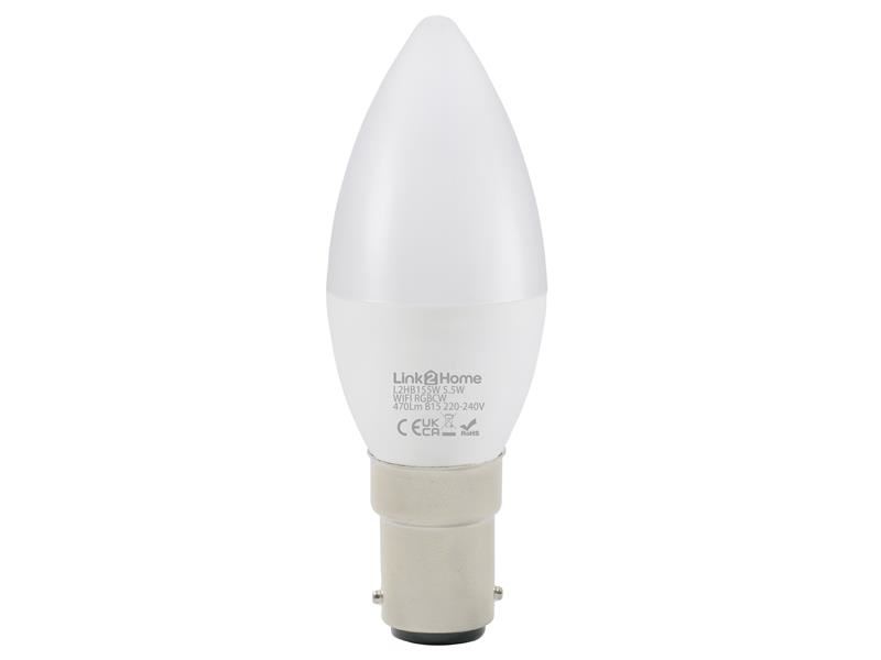 Link2Home 와이파이 LED 다기능 SBC 캔들 전구, RGB & 화이트, 5.5W