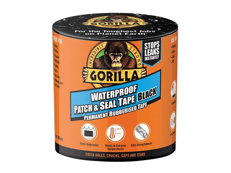 Gorilla Waterproof Patch & Seal Tape, 100mm x 3m, Zwart