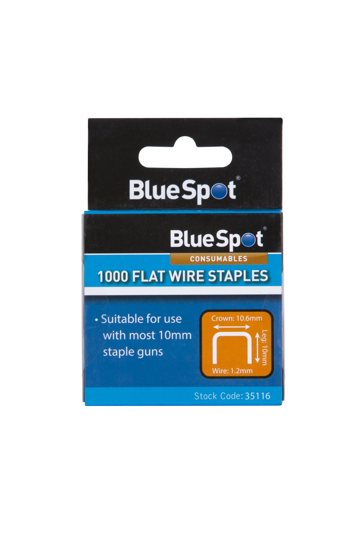 Blue Spot Tools Punti Metallici T50 a Corona Piatta 10mm, Confezione da 1000