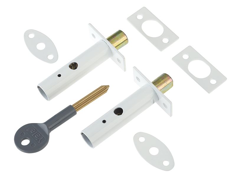 Yale PM444 Security Door Bolts, White Finish, Pack of 2