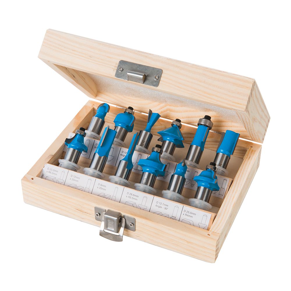 Silverline 12mm TCT Router Bit Set, 12-Piece