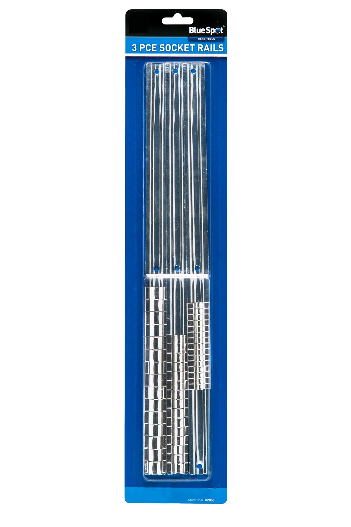 Blue Spot Tools - Σύνολο 3 Ραγών Υποδοχών, Χρωμίου Ατσάλι