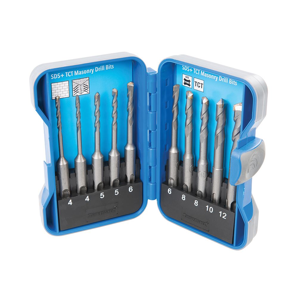 Silverline מערך מקדחי SDS Plus TCT לבנייה, 4-12 מ”מ, 10 חתיכות