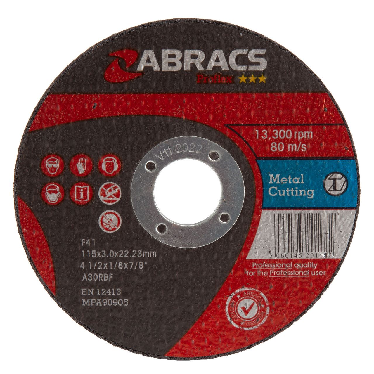 Abracs - Cakera Pemotong Logam Proflex Rata 115mm x 3mm (25 Keping)