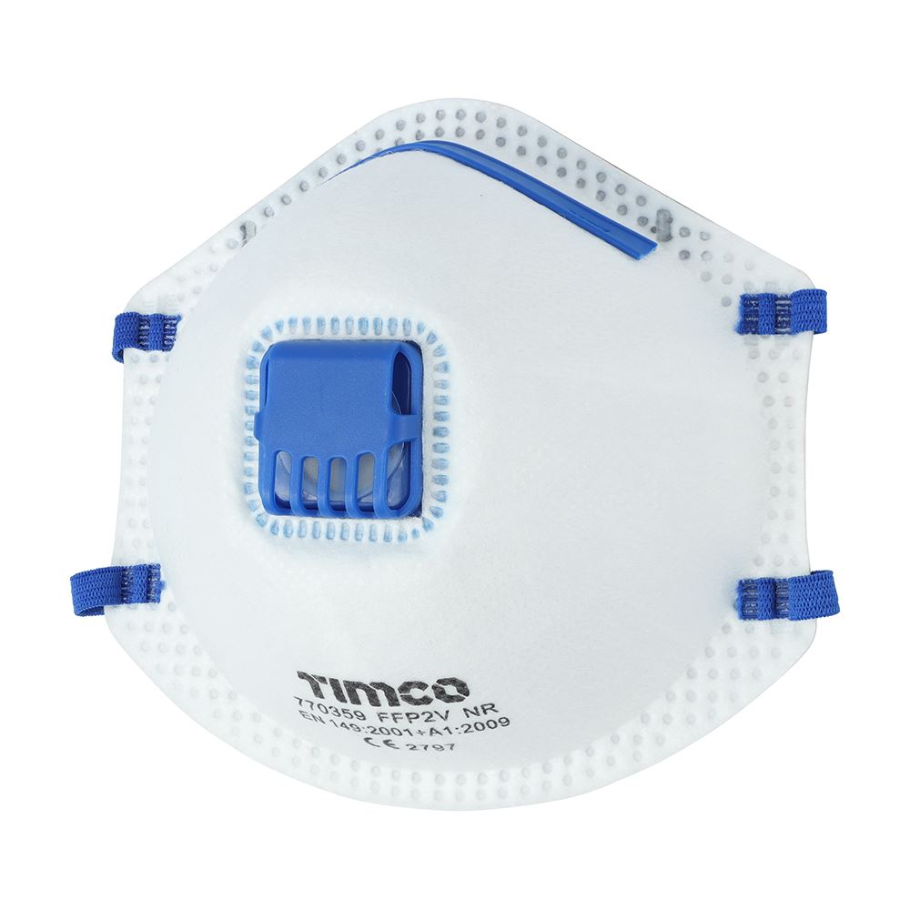 Timco FFP2 Moulded Face Mask with Valve, 3-Pack