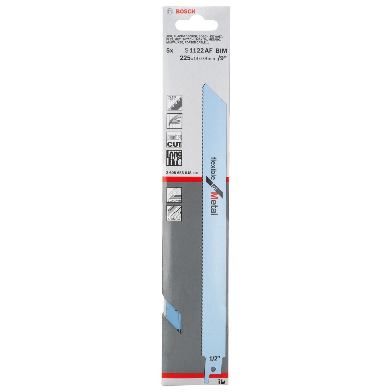 Bosch S1122AF バイメタル レシプロソーブレード 225mm (5枚入り)