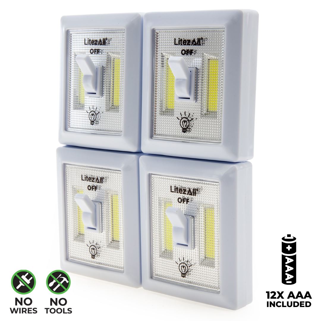 LitezAll - Solas LED COB Gan Sreang Minic (4 Pack, 150 Lúimineach)