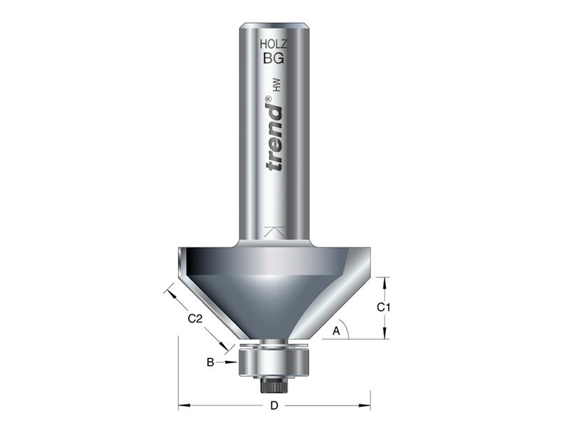 Trend TCT Bearing Guided Chamfer Cutter, 46/360 x 1/2