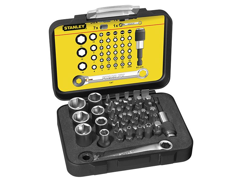 STANLEY® Hand Tools - 1/4 Zoll Antrieb Bit- und Steckschlüsselset mit 39 Teilen