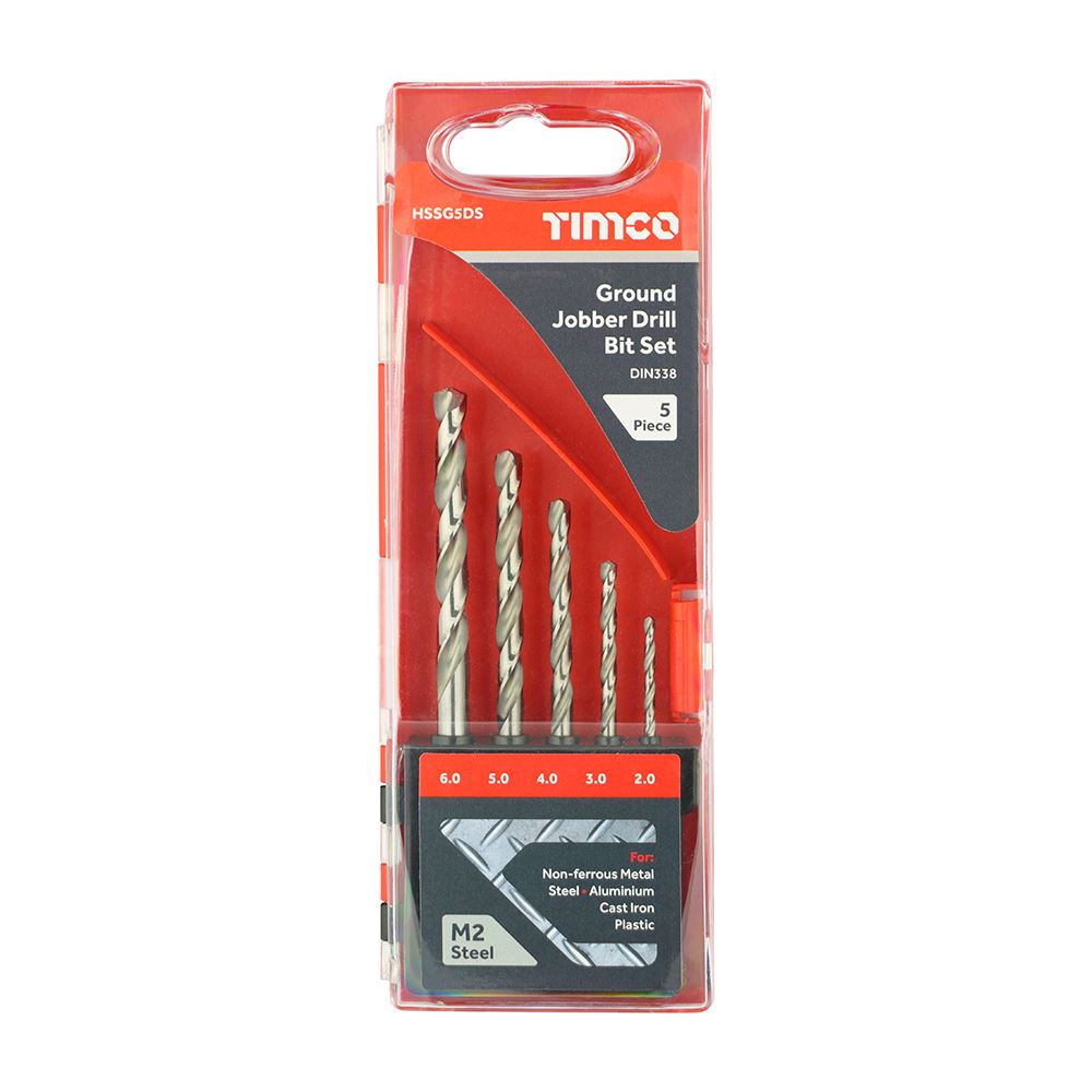 Timco - Ensemble de mèches à métaux Jobber HSS en acier M2 (5 pièces, 2-6mm)