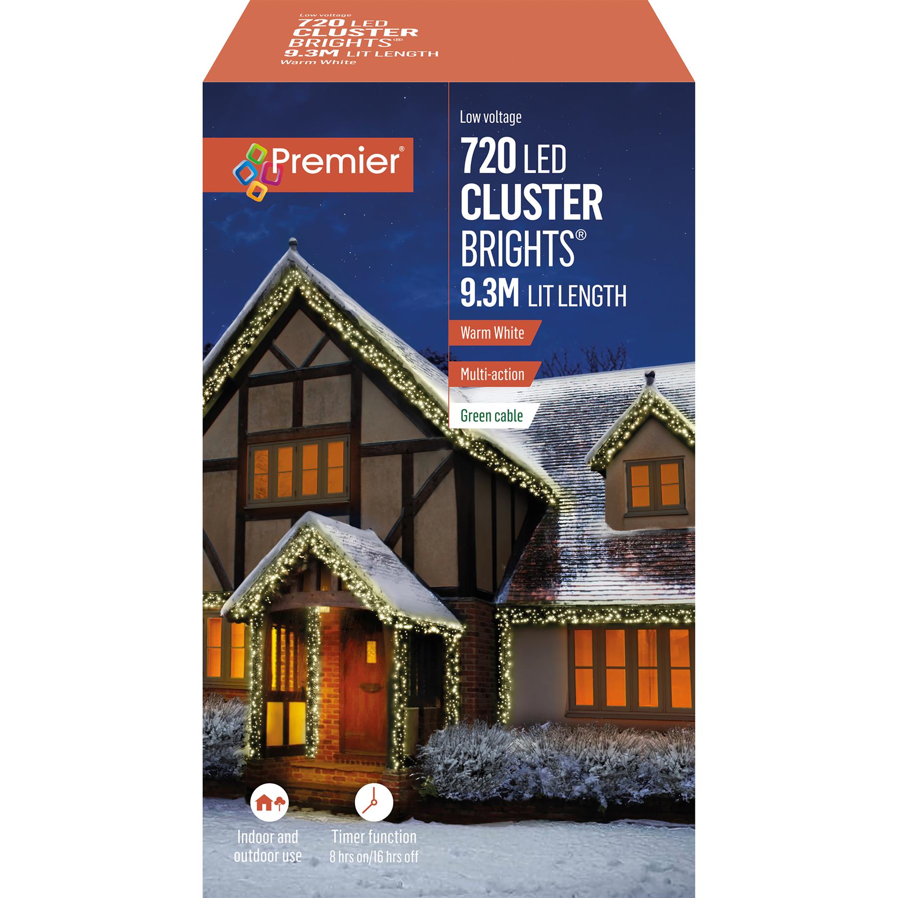 Premier 720 Warm Witte LED Kerstverlichting met Timer, 9,3m
