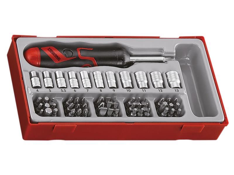 Teng Angled Ratcheting Bit Driver & 64-Piece Socket Set