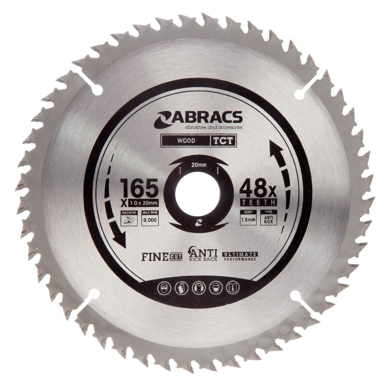 Abracs TCTC16548 Pilový kotouč bez přívodu 165mm x 48 zubů pro dřevo