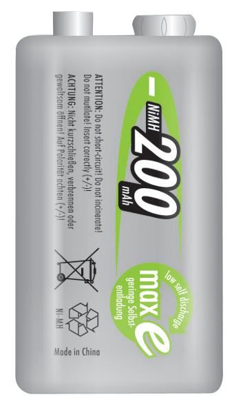 ANSMANN Batería Recargable NiMH 9V PP3, 200mAh