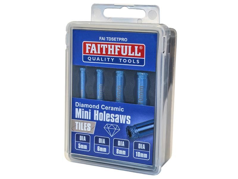 Faithfull - Jeu de mini-tritubes diamantés pour céramique, 4 pièces (5-10mm)
