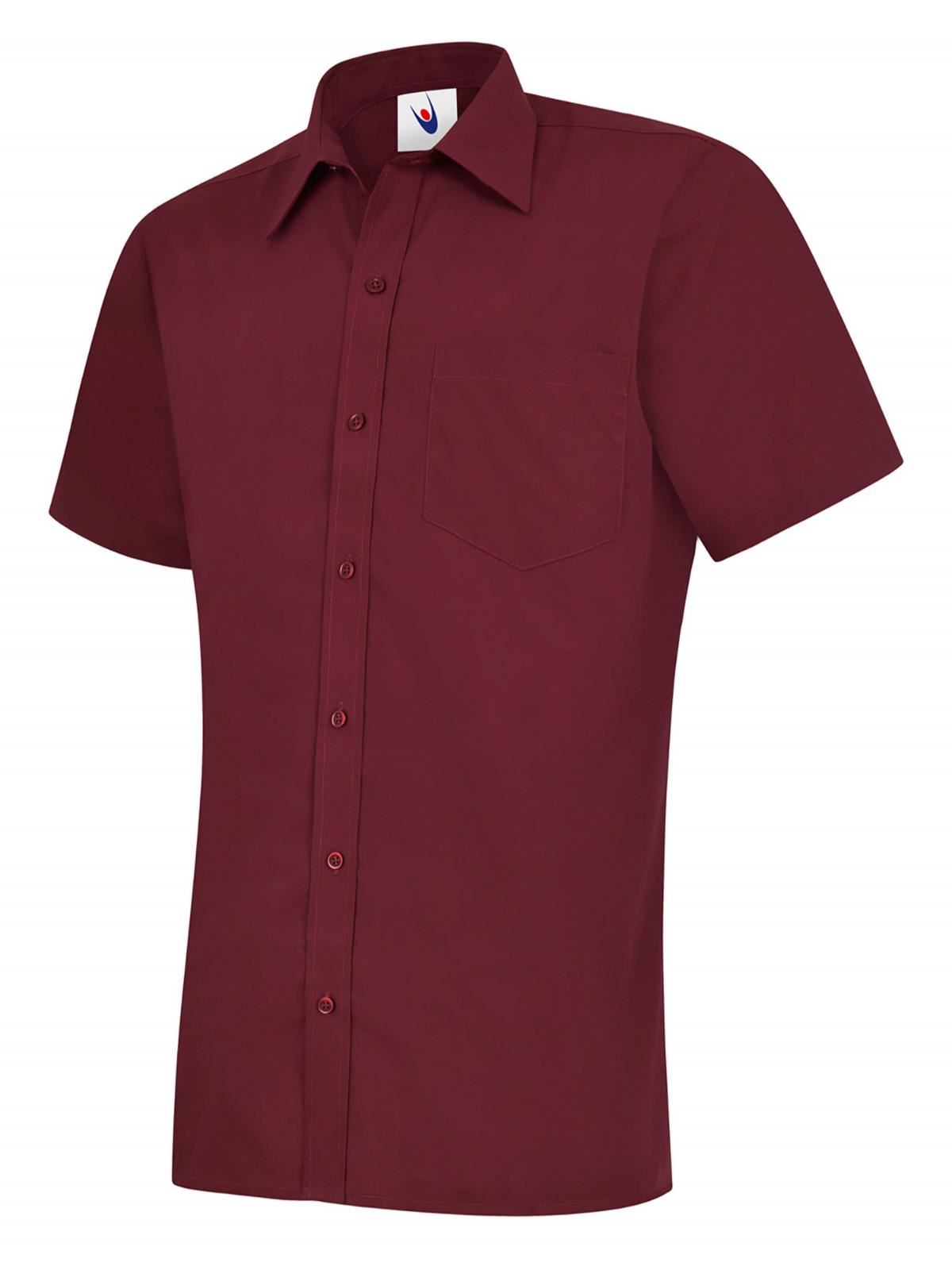 Uneek Men's Poplin Half Sleeve Shirt - Burgundy, Size 18.5