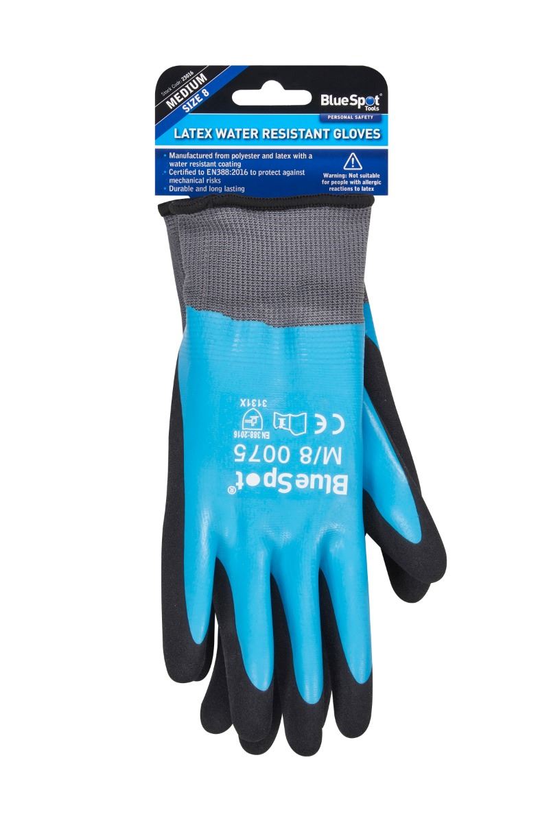 Blue Spot Tools Latex Water Resistant Gloves - Medium